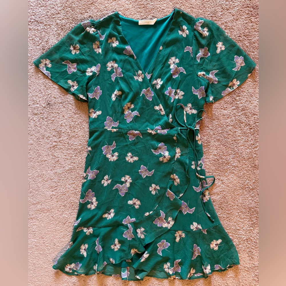 Green Ruffled Wrap Sundress